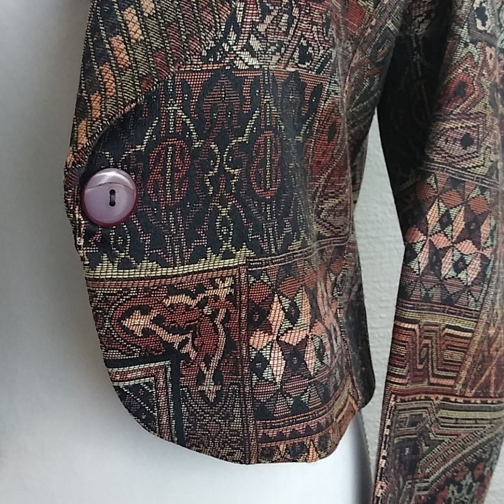 C.C. Magic by Toni Brown Multicolor Shawl Collar Long Sleeve Cropped Blazer - Picture 10 of 13